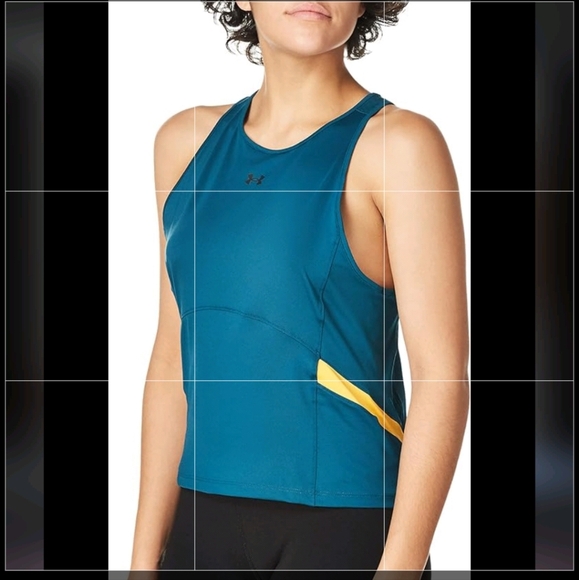 Under Armour Women's Teal and Yellow Mesh Tank Top ~ Size XS - Picture 1 of 10